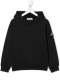 Stone Island Junior compass-patch pullover hoodie - Black