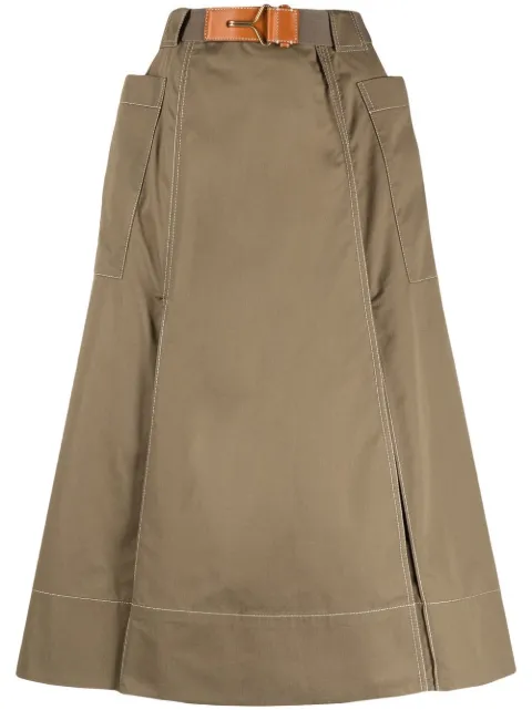 Tory Burch falda midi acampanada con cinturón
