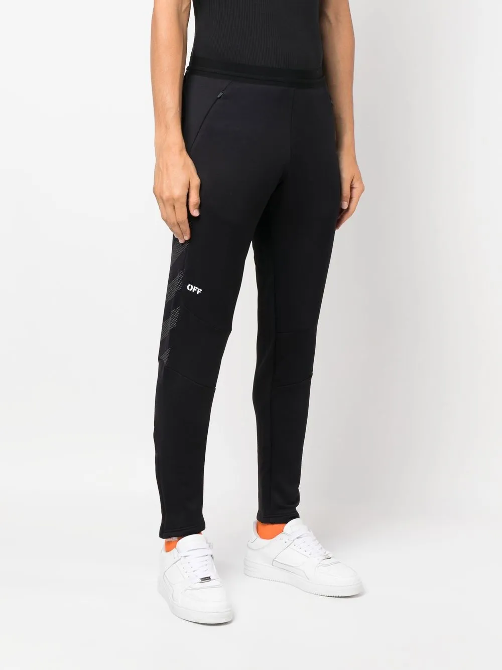  Off White Jogginghose Mit Diagonalen Streifen   Schwarz 