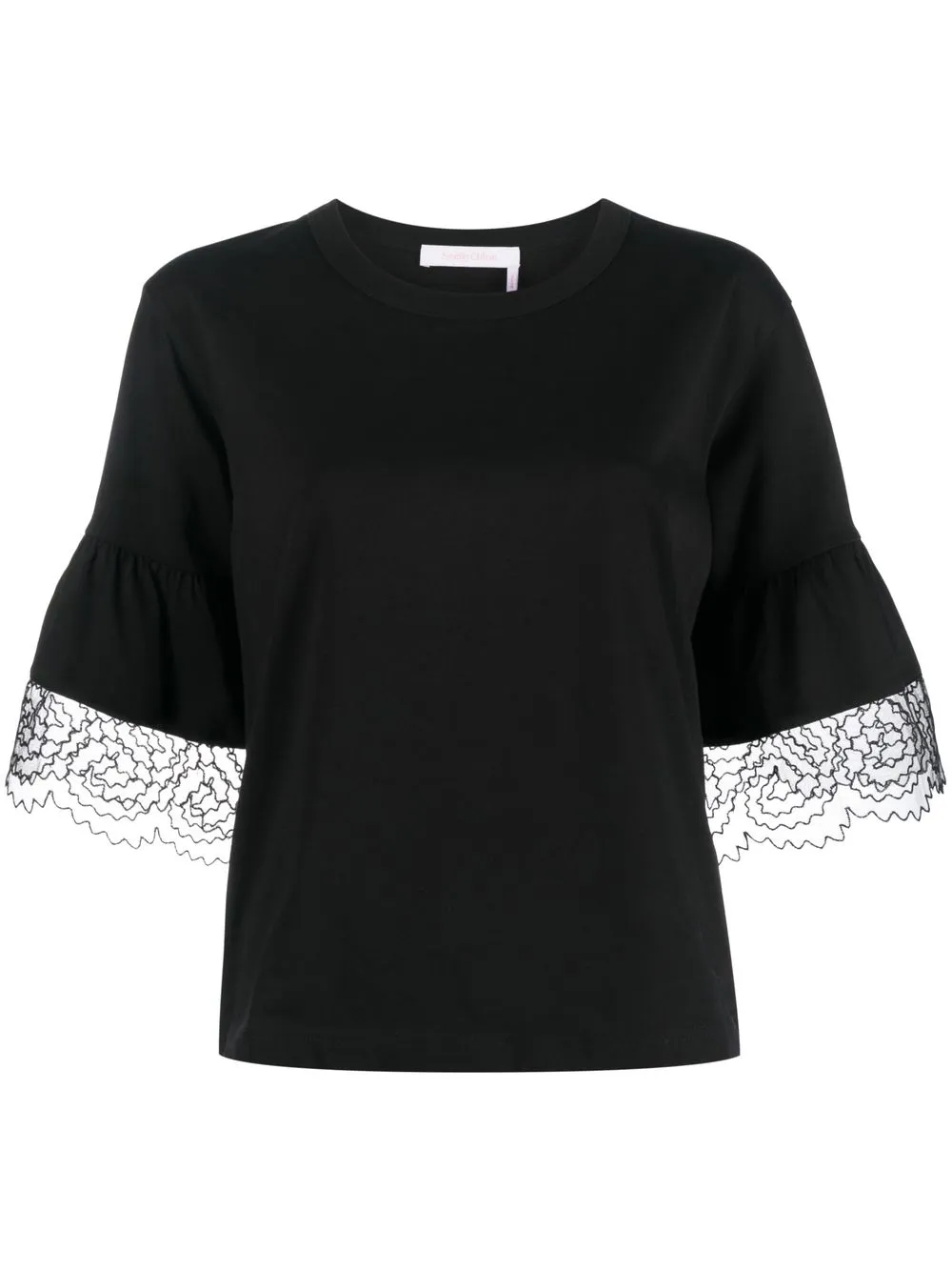 

See by Chloé lace-trim cotton T-shirt - Black