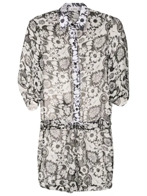 Amir Slama floral-print silk playsuit