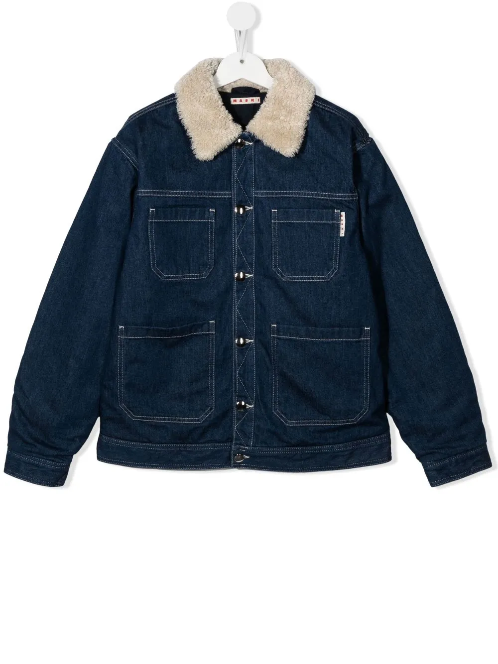 

Marni Kids chamarra de mezclilla con cuello de pelo artificial - Azul