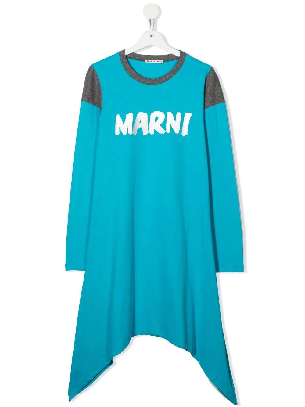 

Marni Kids TEEN logo-print asymmetric dress - Blue