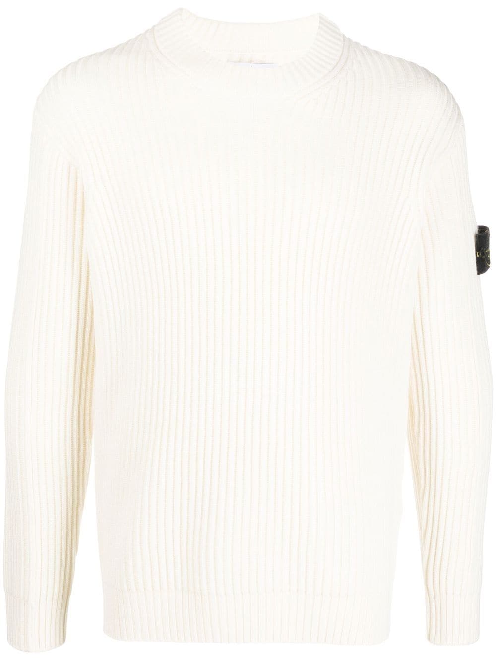 STONE ISLAND COMPASS LOGO-PATCH RIBBED-KNIT JUMPER