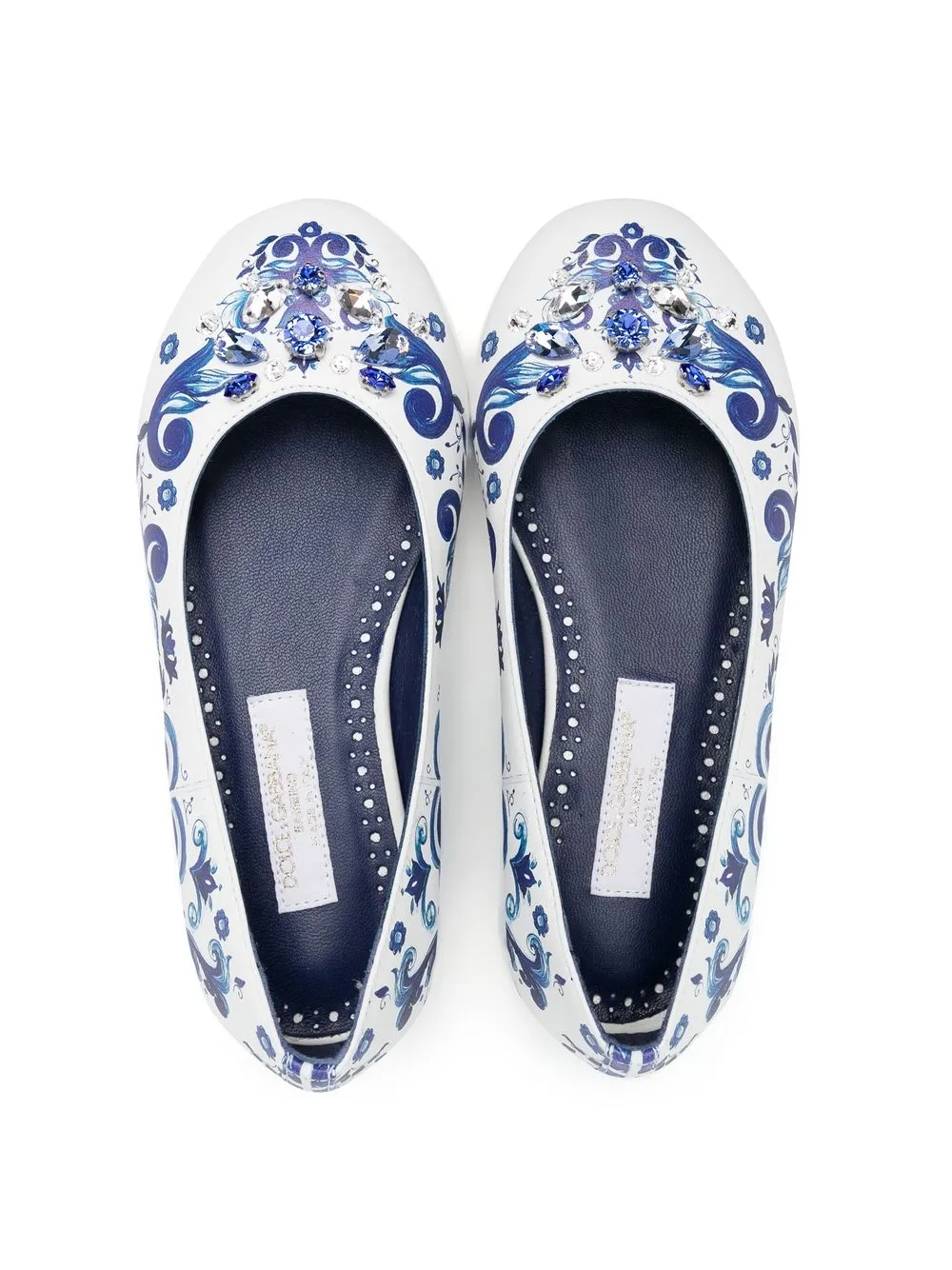 Shop Dolce & Gabbana Crystal-embellished Ballerina Shoes In Blue