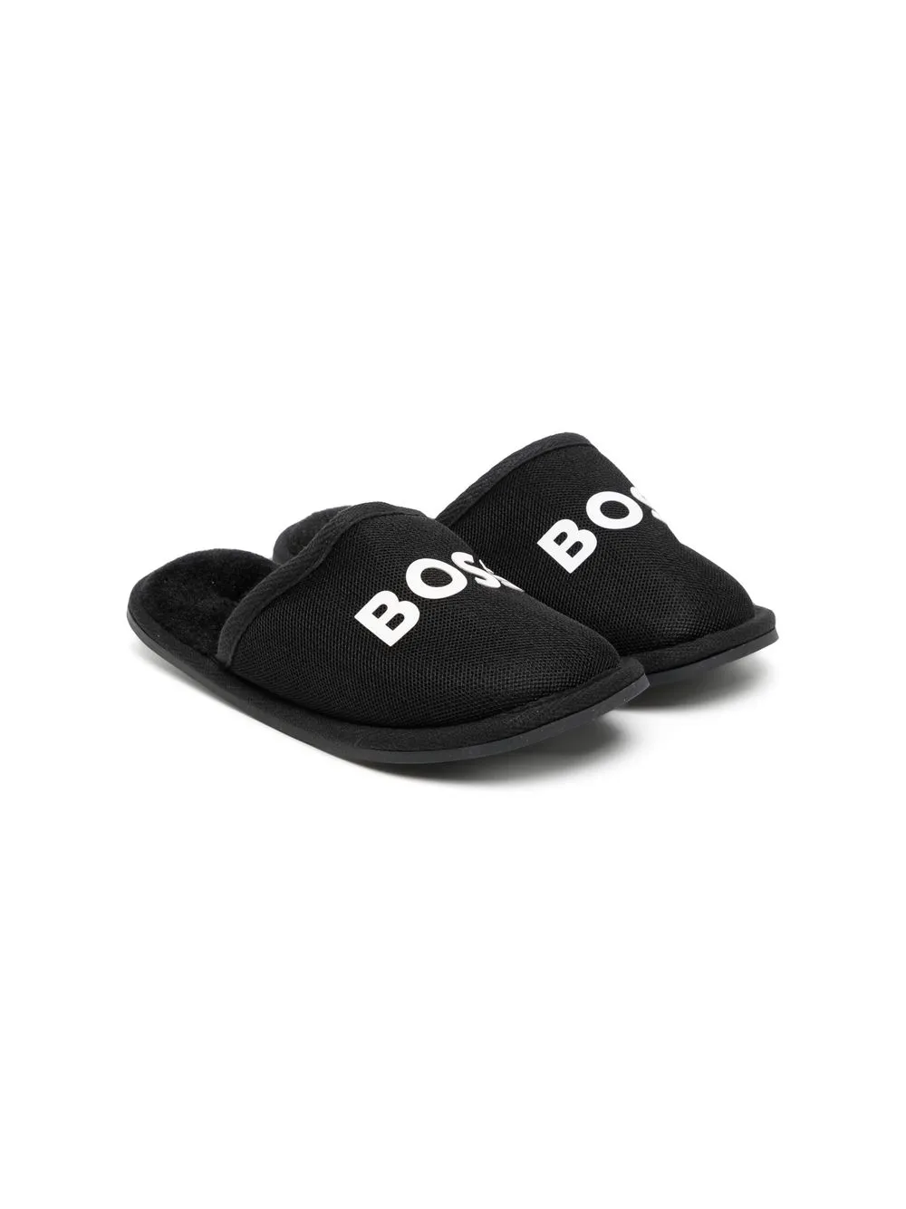 

BOSS Kidswear logo-print round-toe slides - Negro