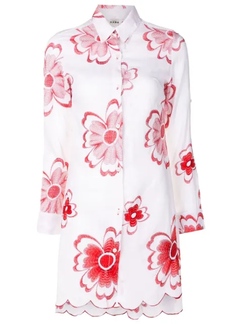 Amir Slama floral-embroidered shirt dress