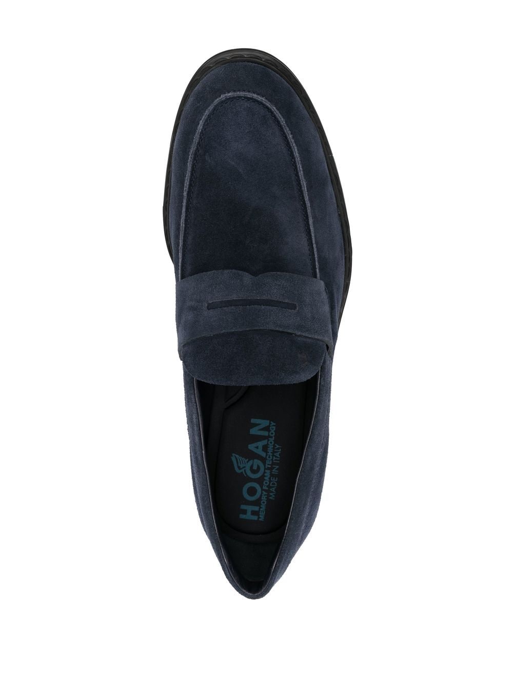 Shop Hogan Brushed-effect Leather Loafers In Blue