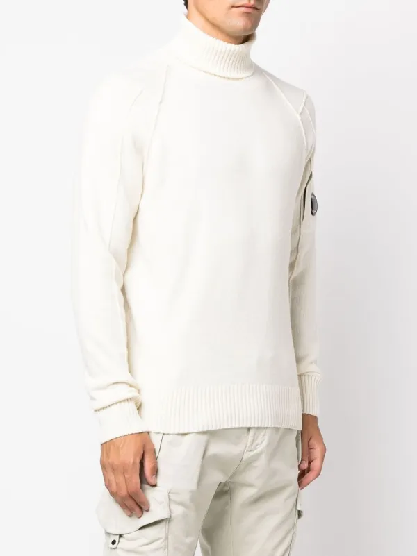 C.P. Company Lens-Embellished Roll-Neck Jumper - White