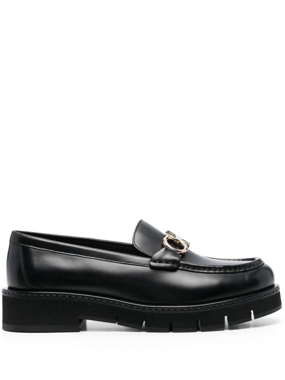 

Salvatore Ferragamo mocasines con placa del logo - Negro