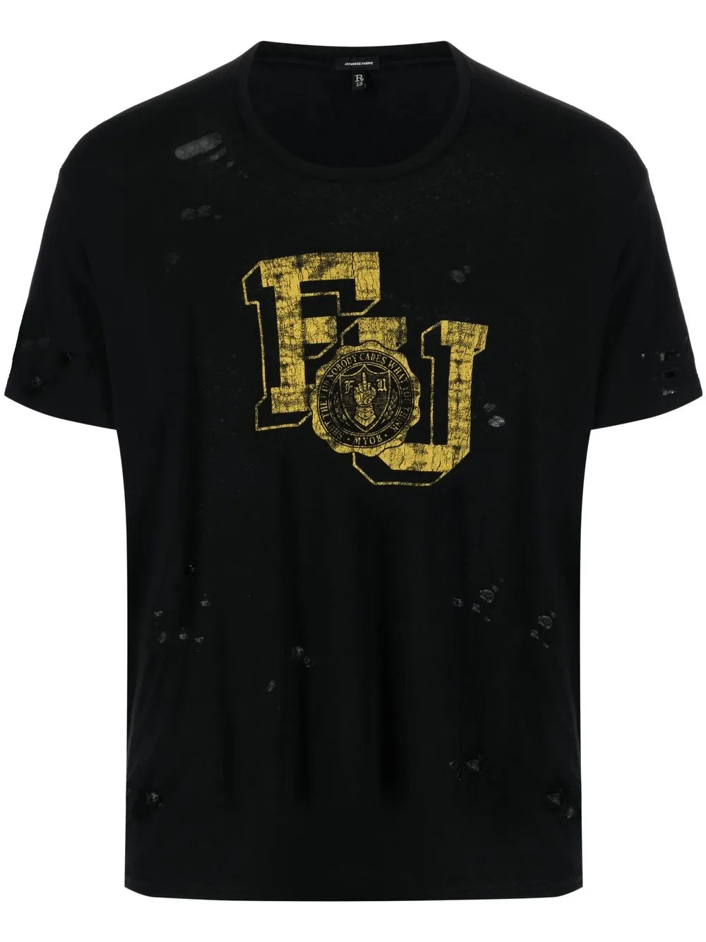 

R13 playera estampada de manga corta - Negro