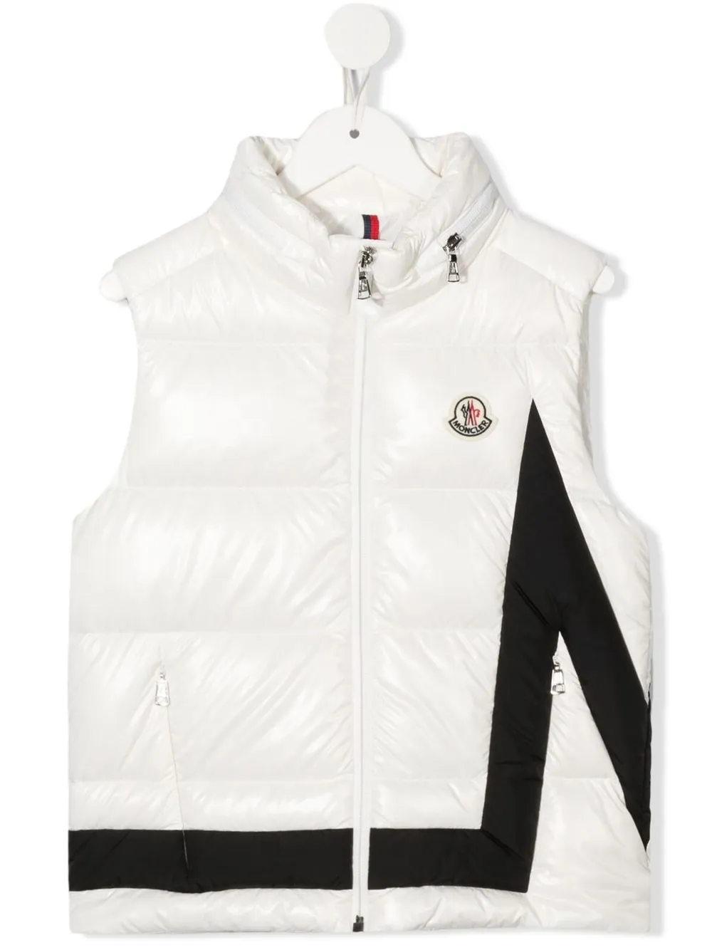 

Moncler Enfant chaleco capitonado con rayas en contraste - Blanco