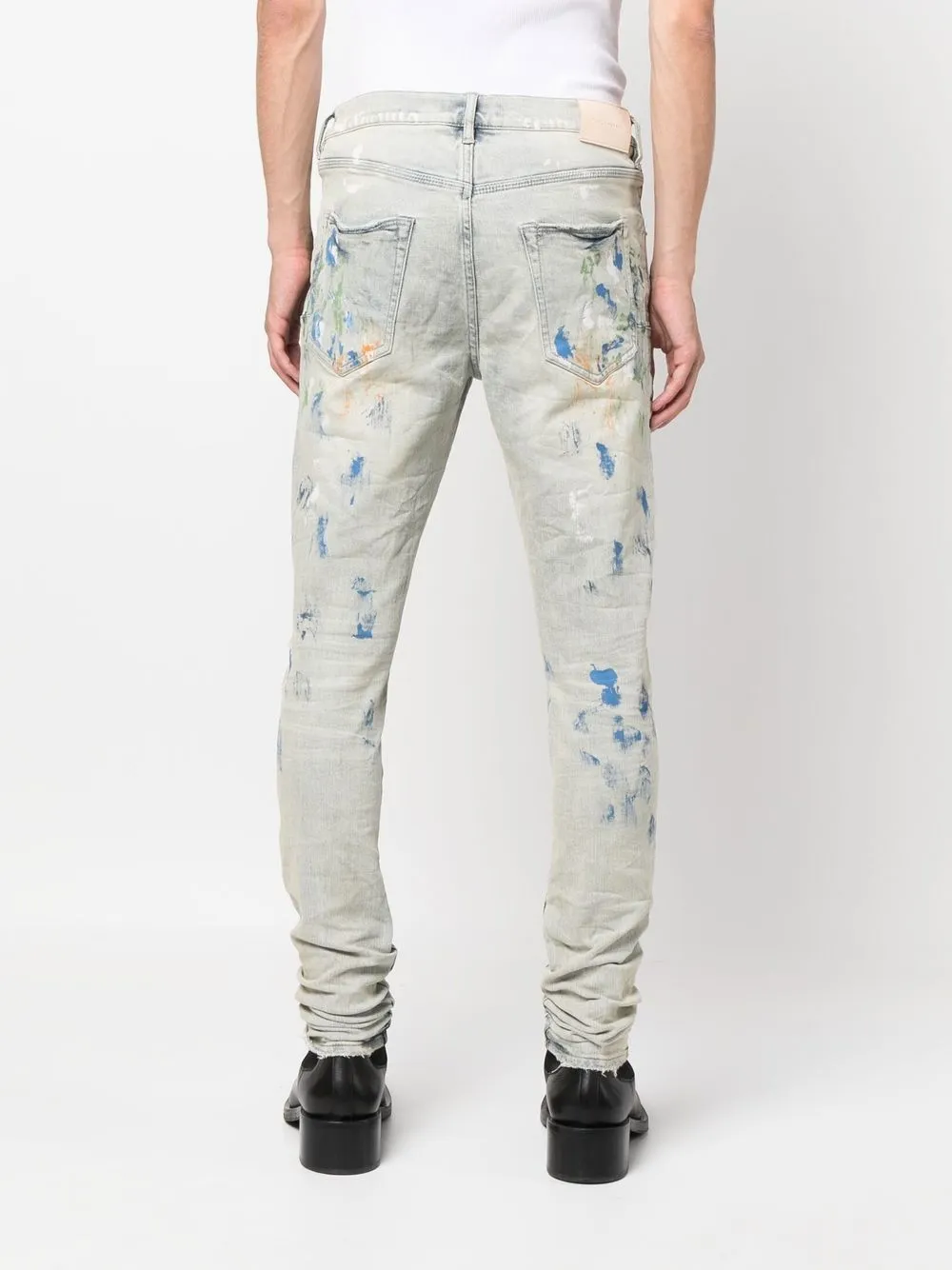 Purple Brand Paintsplatter Tapered Jeans In Blau ModeSens