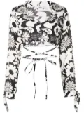 Amir Slama floral-print cropped shirt - White