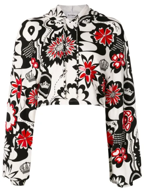 Amir Slama floral-print cropped hoodie
