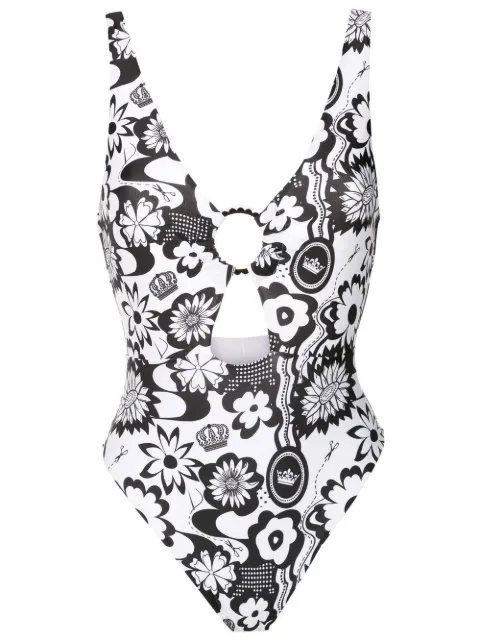 Amir Slama floral-print cut-out swimsuit