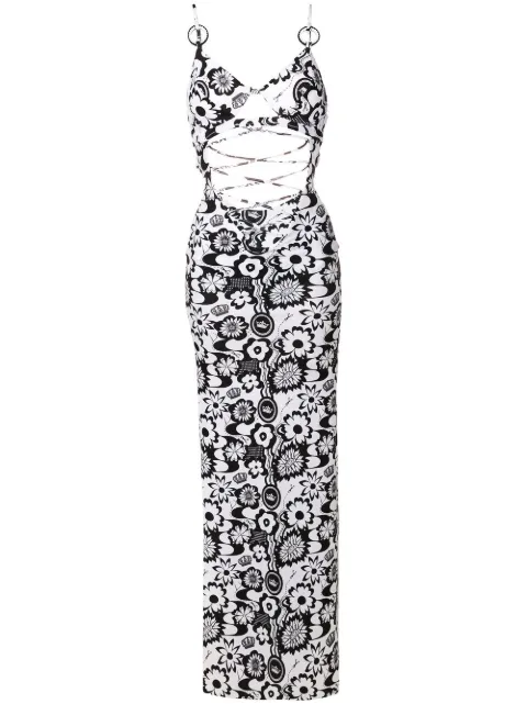 Amir Slama vestido con aberturas y estampado floral