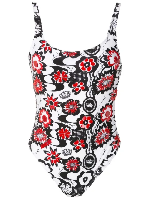Amir Slama floral-print open-back swimsuit