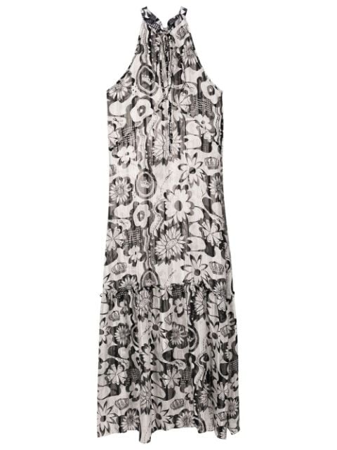 Amir Slama Neckholder-Kleid mit Blumen-Print