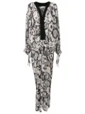 Amir Slama floral-print kaftan beach dress - White