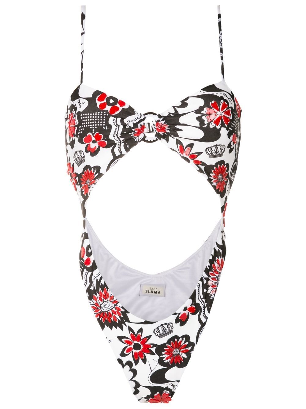 Amir Slama Floral-print Cut-out Swimsuit In Multicolour