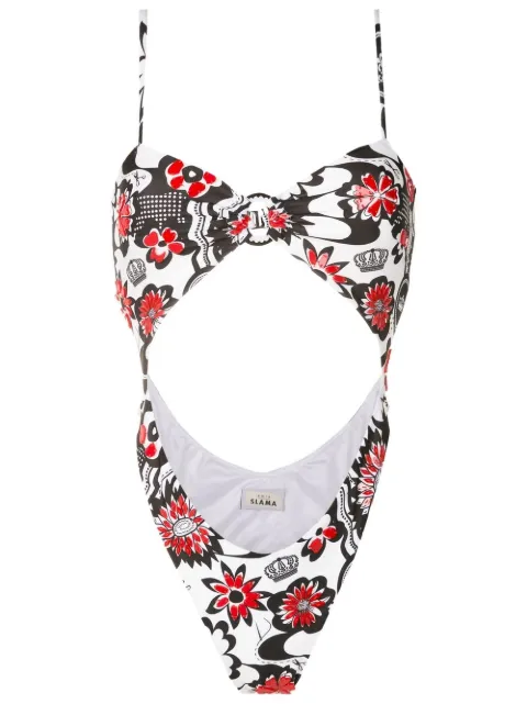 Amir Slama floral-print cut-out swimsuit