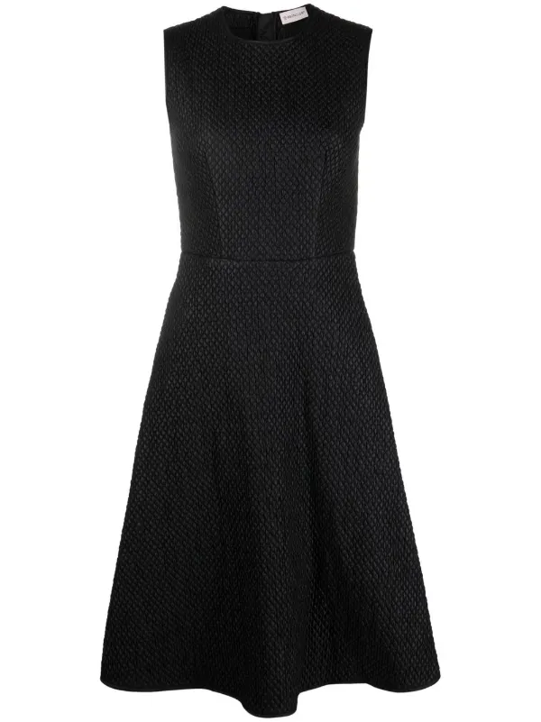 Moncler Quilted Sleeveless Flared Dress | Black | FARFETCH