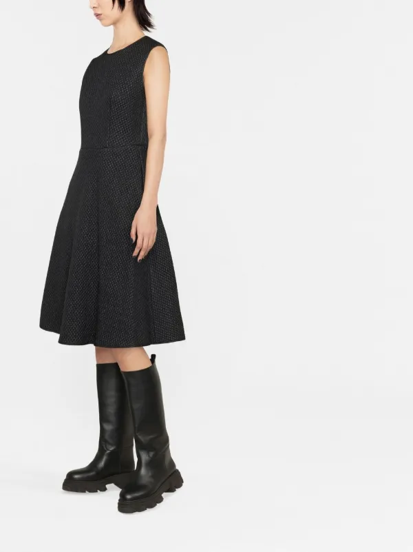 Moncler Quilted Sleeveless Flared Dress | Black | FARFETCH