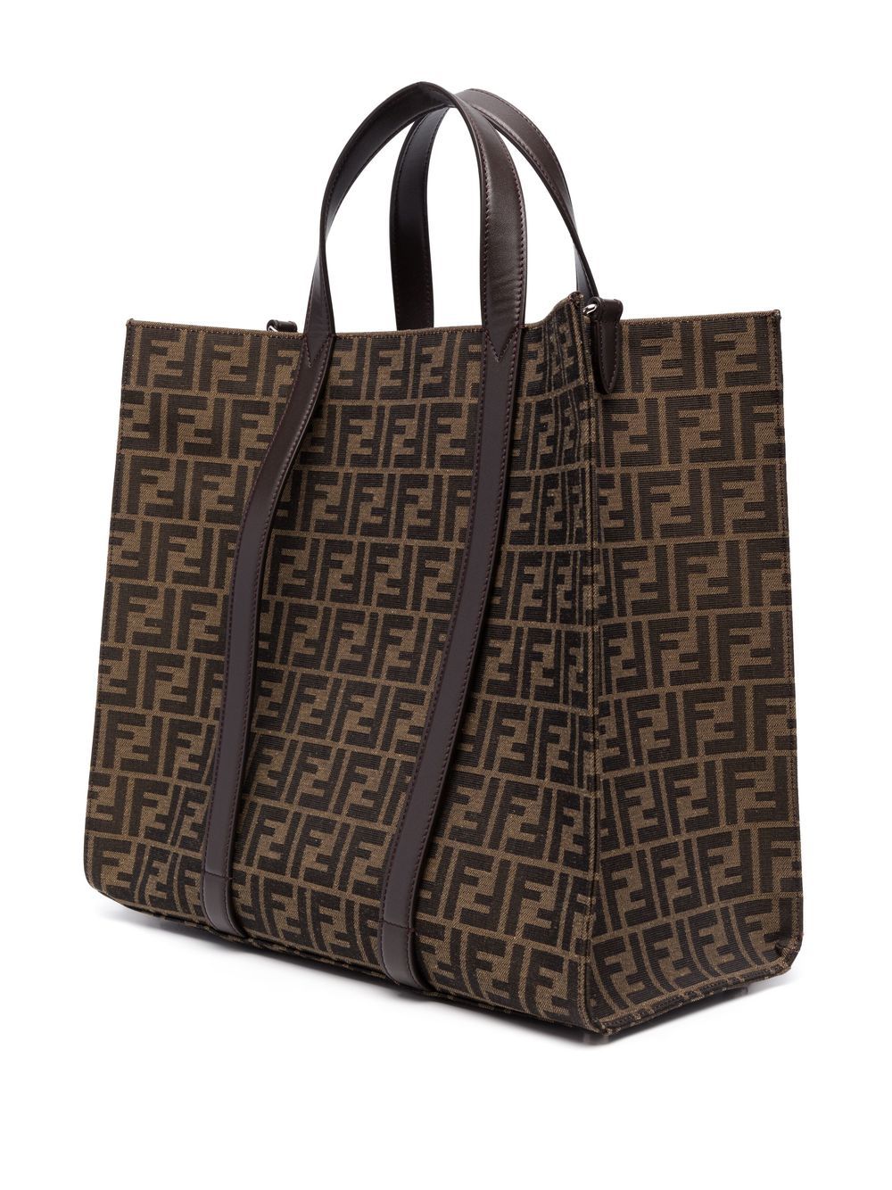 Shop Fendi Ff Jacquard-motif Tote Bag In Braun