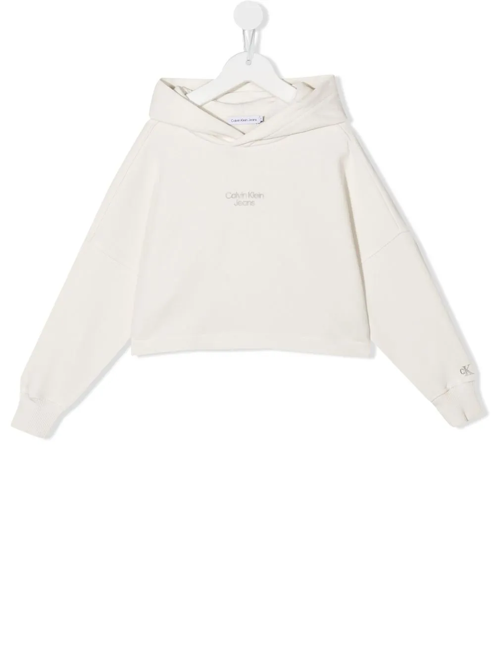 

Calvin Klein Kids hoodie corta con logo bordado - Blanco