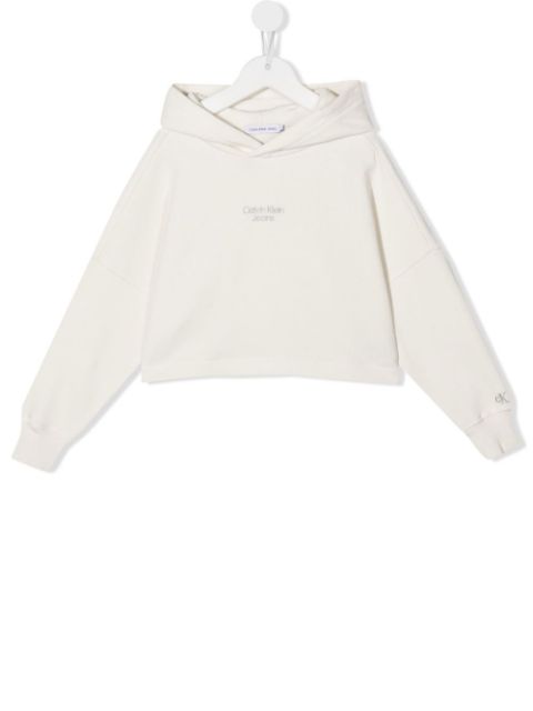Calvin Klein Kids embroidered-logo cropped hoodie