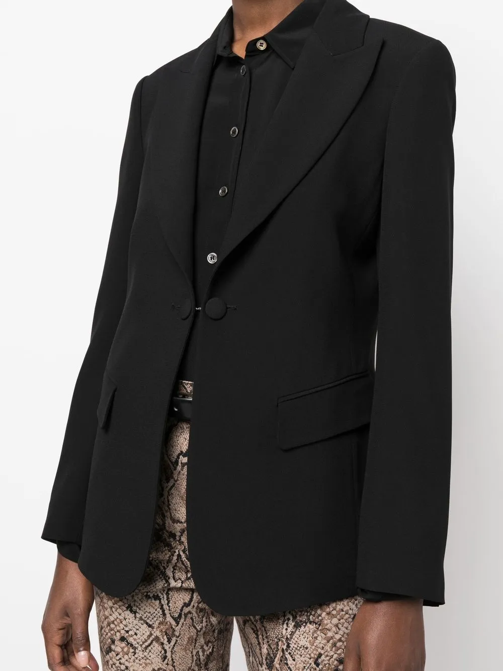 Shop Alberta Ferretti Peak-lapel Single-breasted Blazer In Black