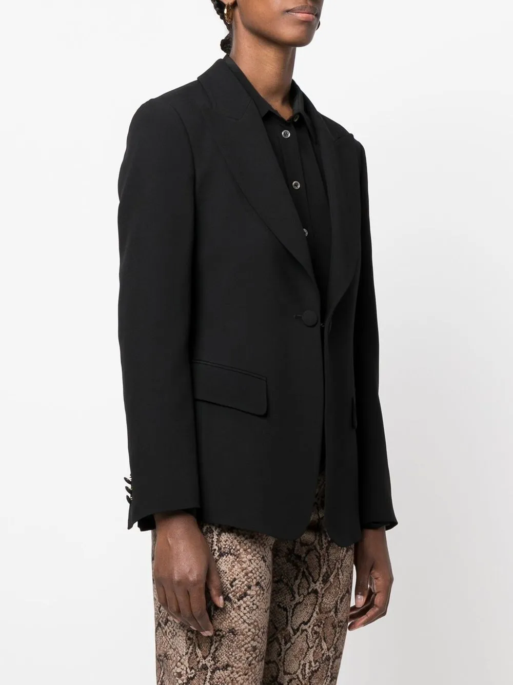 Shop Alberta Ferretti Peak-lapel Single-breasted Blazer In Black