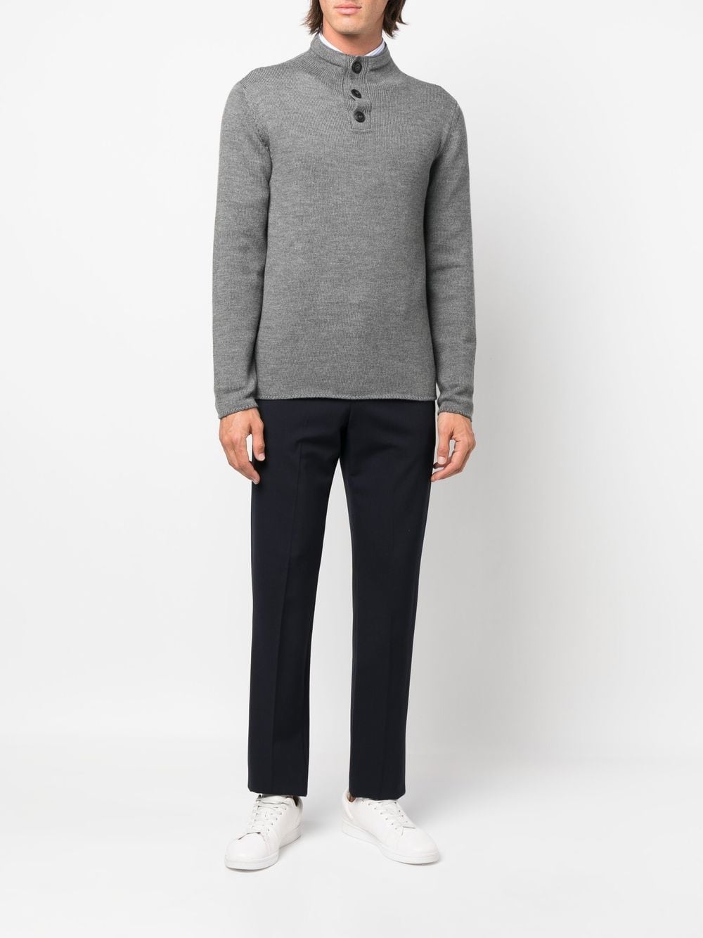 Shop Giorgio Armani Crew-neck Pullover Jumper In Grey