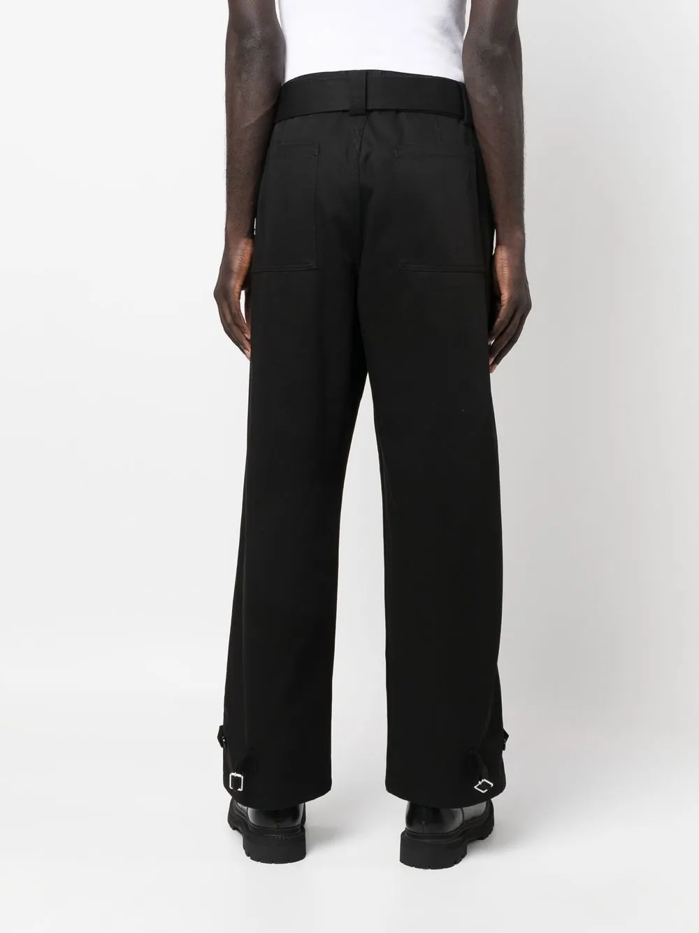 Shop Alexander Mcqueen Buckled Four-pocket Straight Trousers In 黑色