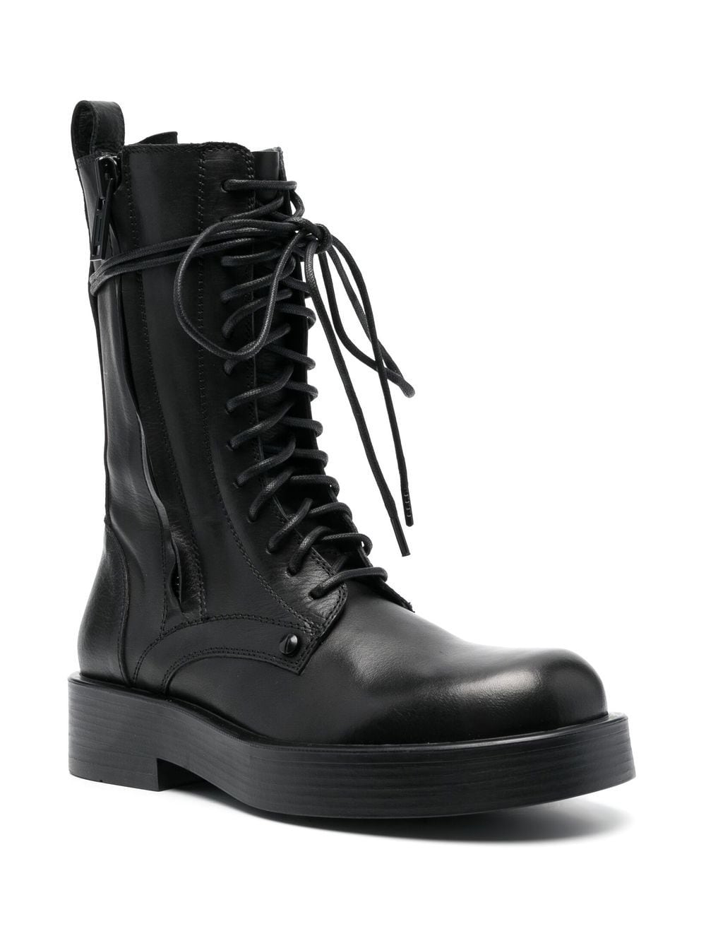 Shop Ann Demeulemeester 40mm Lace-up Leather Boots In Black