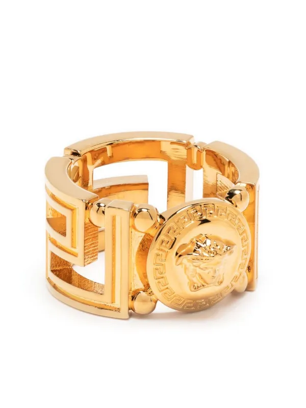 Versace メドゥーサ グレカ リング | ゴールドトーン | FARFETCH JP