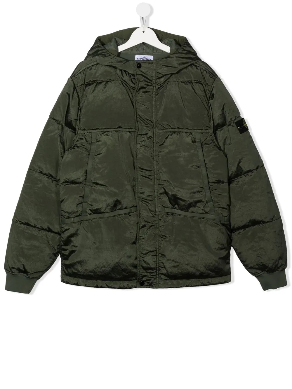 

Stone Island Junior Compass-logo hooded padded jacket - Green