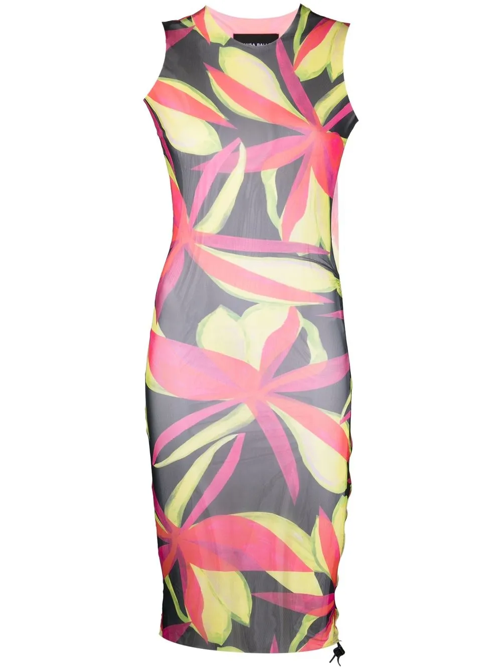 

Louisa Ballou sheer graphic-print midi dress - Yellow