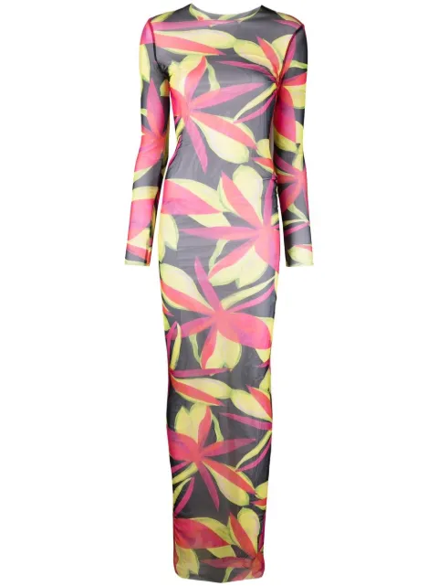 Louisa Ballou sheer all-over graphic-print dress