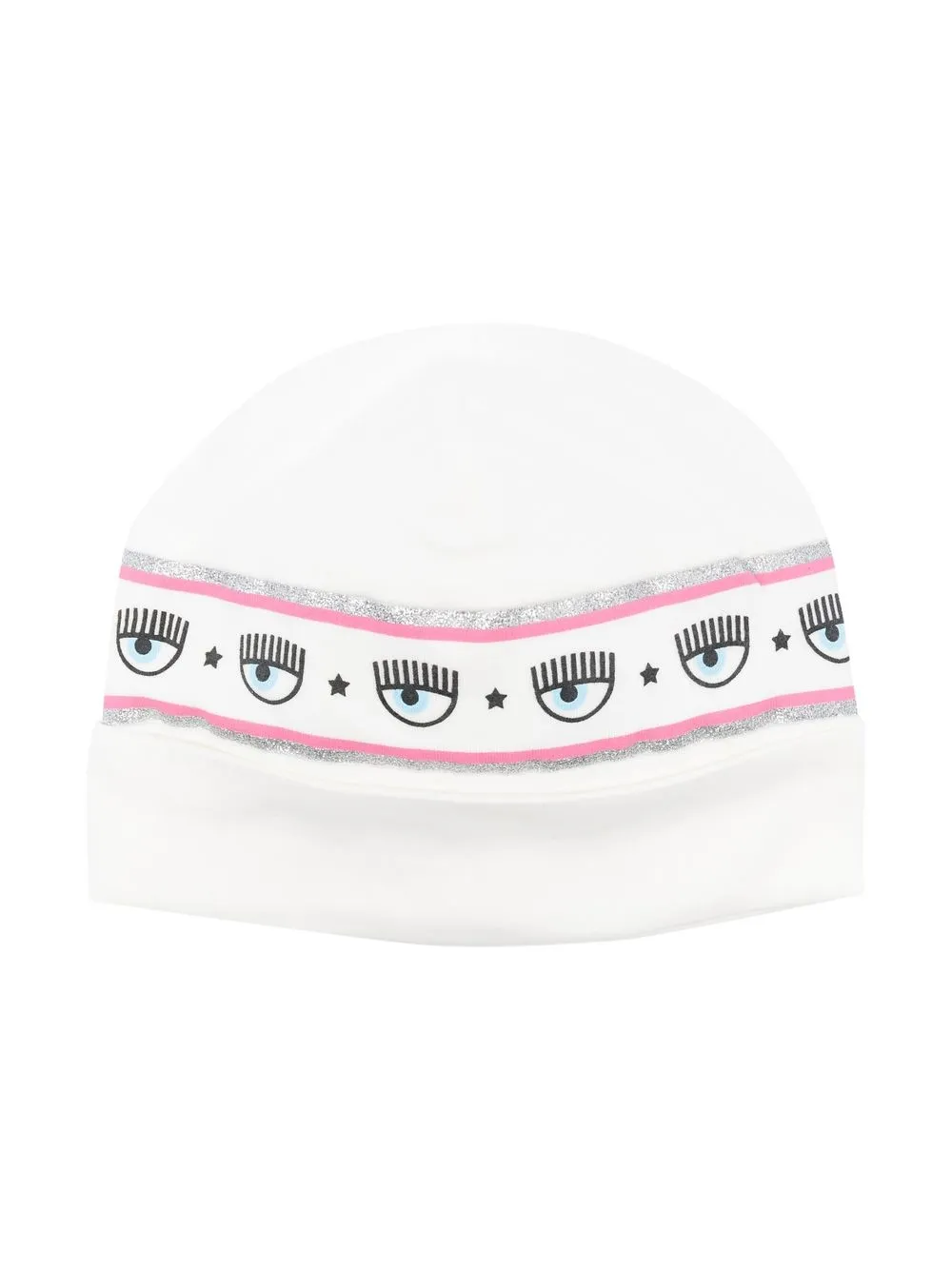 

Chiara Ferragni Kids boina tejida con logo estampado - Blanco
