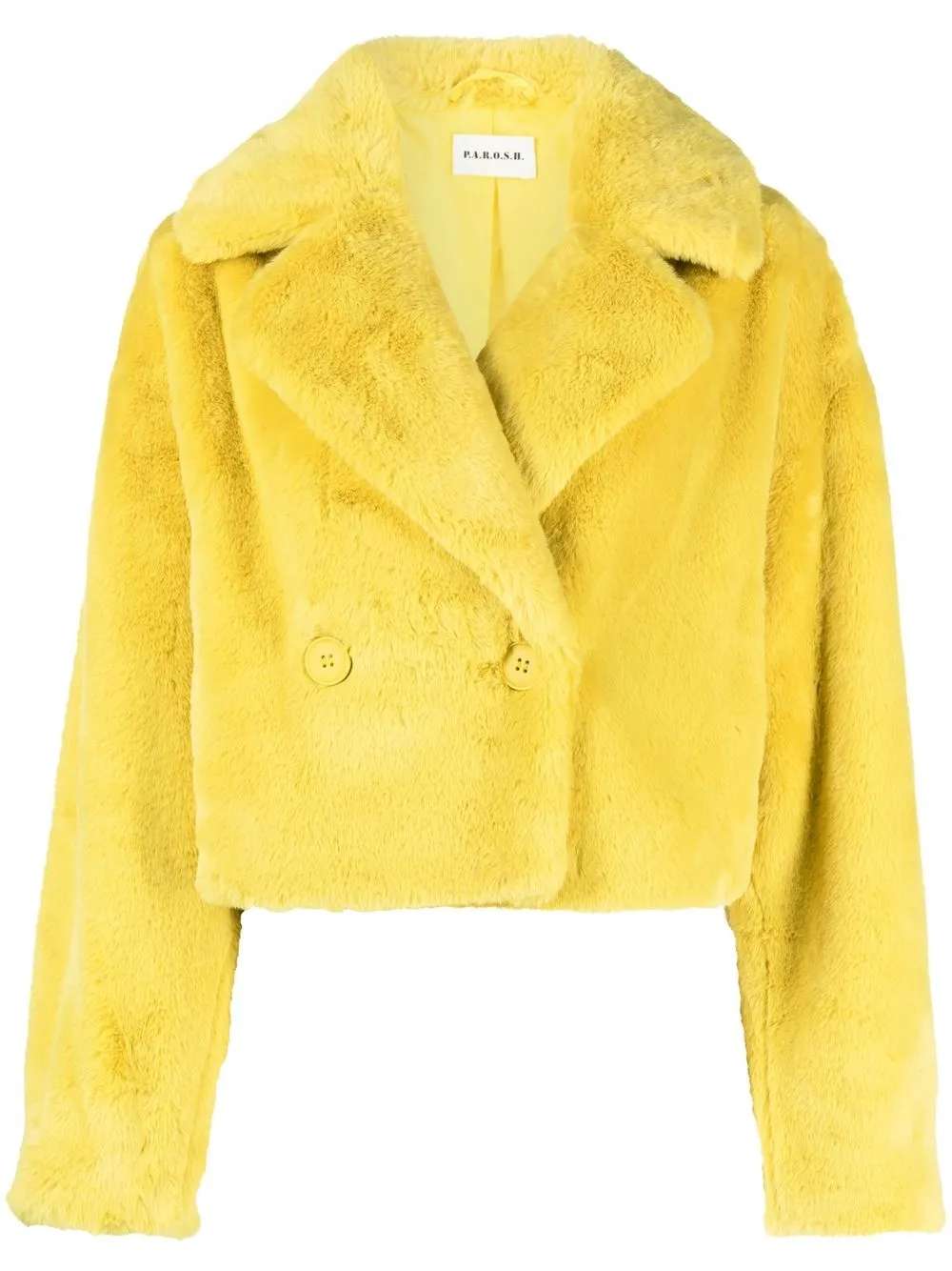 

P.A.R.O.S.H. cropped faux-fur jacket - Yellow