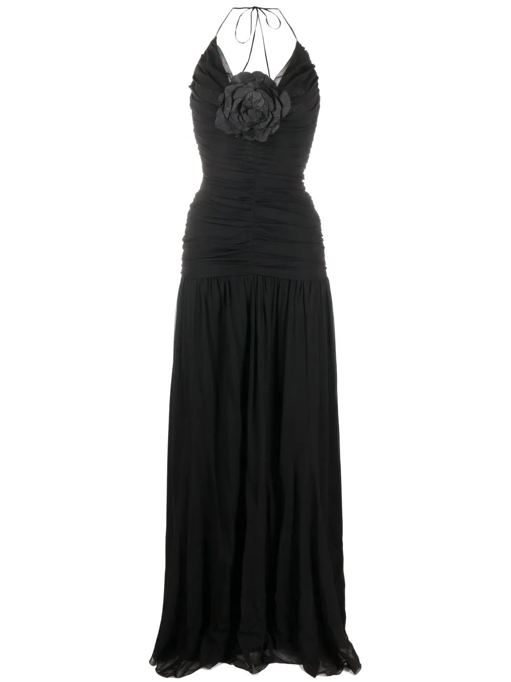

Blumarine vestido de noche con detalle floral - Negro