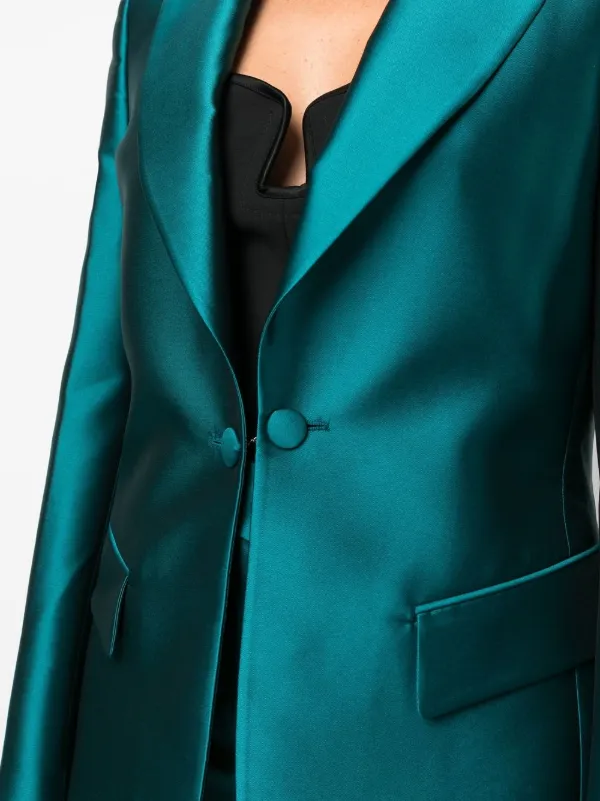 Alberta Ferretti satin finish single breasted Blazer Blue FARFETCH IE