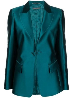 Damen Bekleidung Jacken Blazer Sakkos und Anzugsjacken Alberta Ferretti Synthetik Blazer Aus Viskose Und Leinen in Grün 