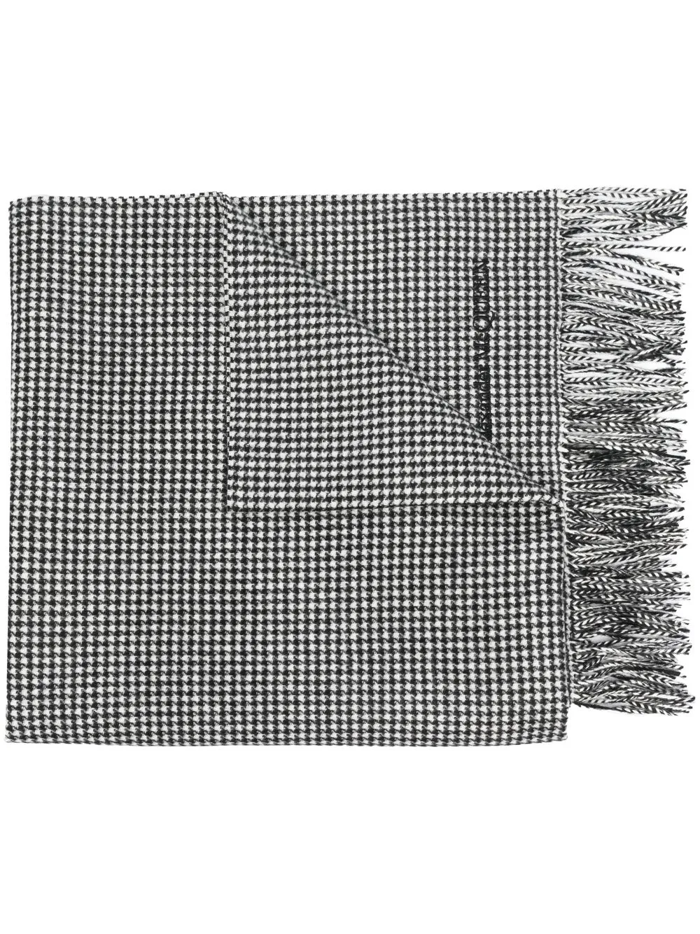 

Alexander McQueen logo houndstooth-print scarf - Black