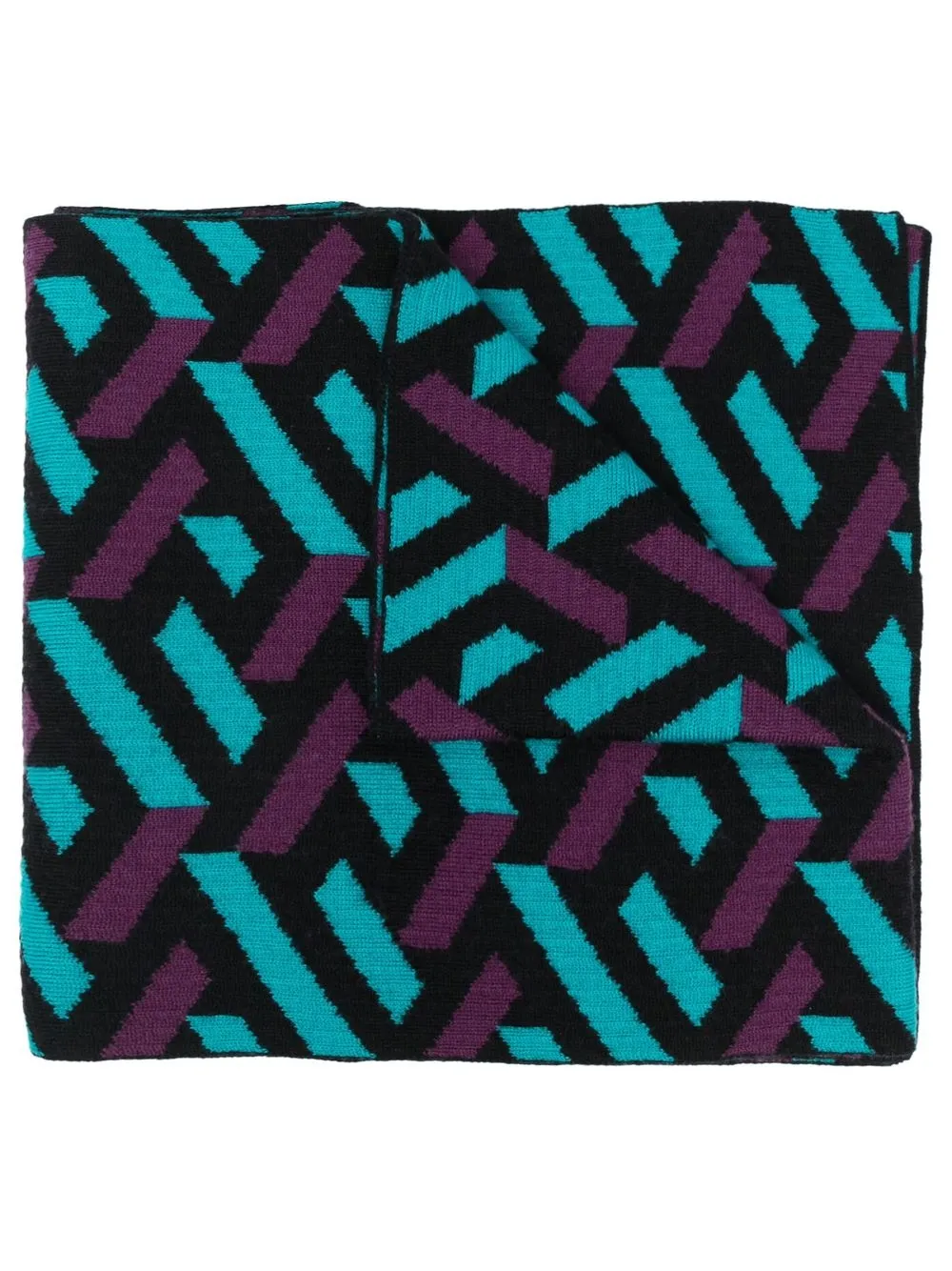 Affordable Versace intarsia-pattern wool scarf Men