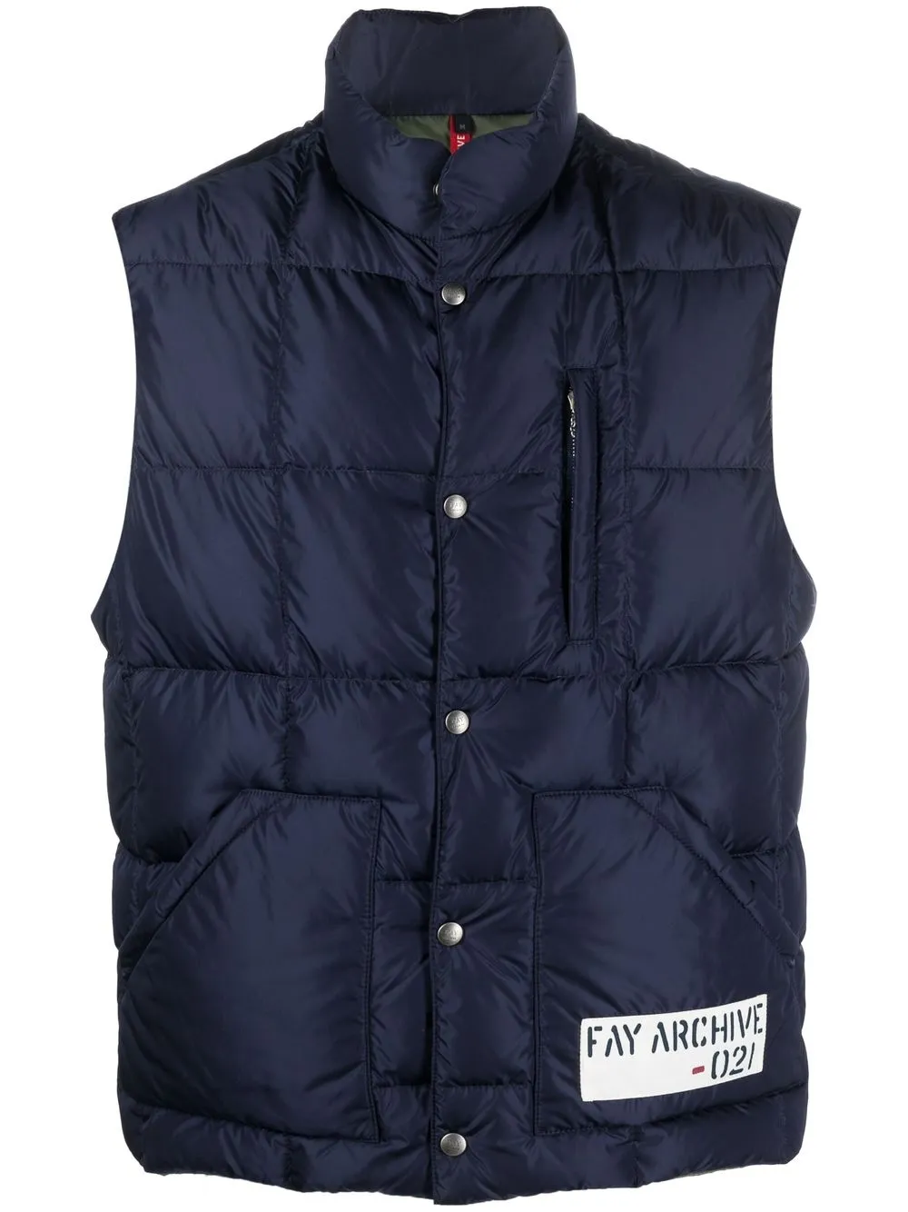 

Fay logo-patch padded gilet - Blue