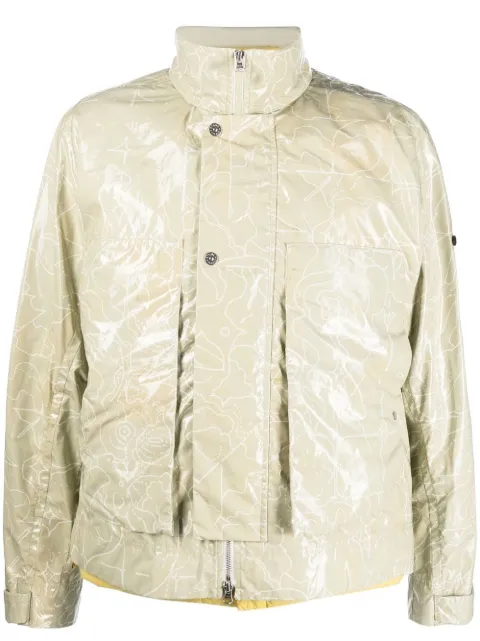 abstract-pattern zipped jacket