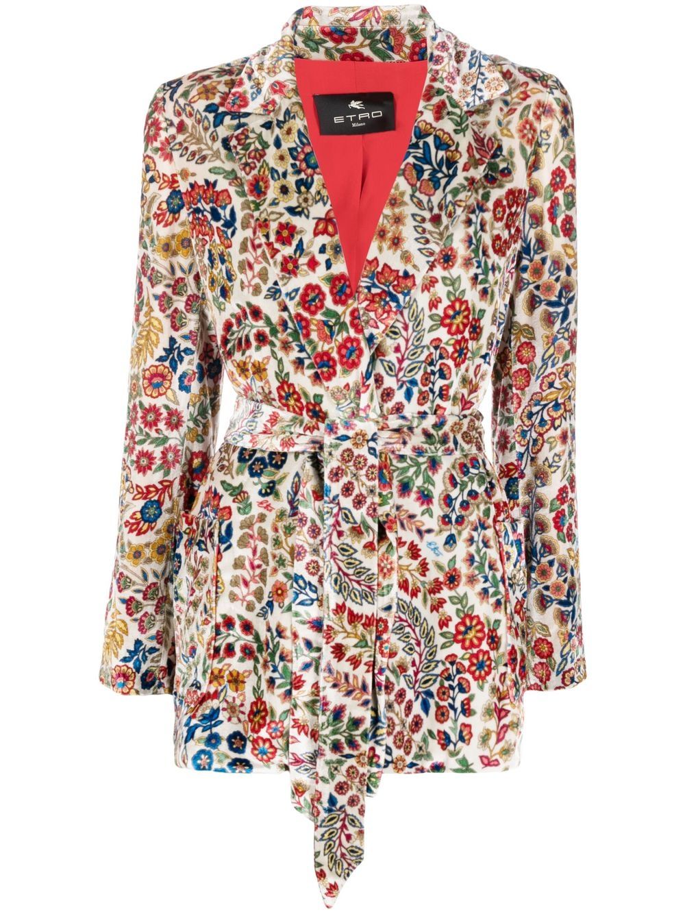 

ETRO floral paisley-print belted blazer - Red